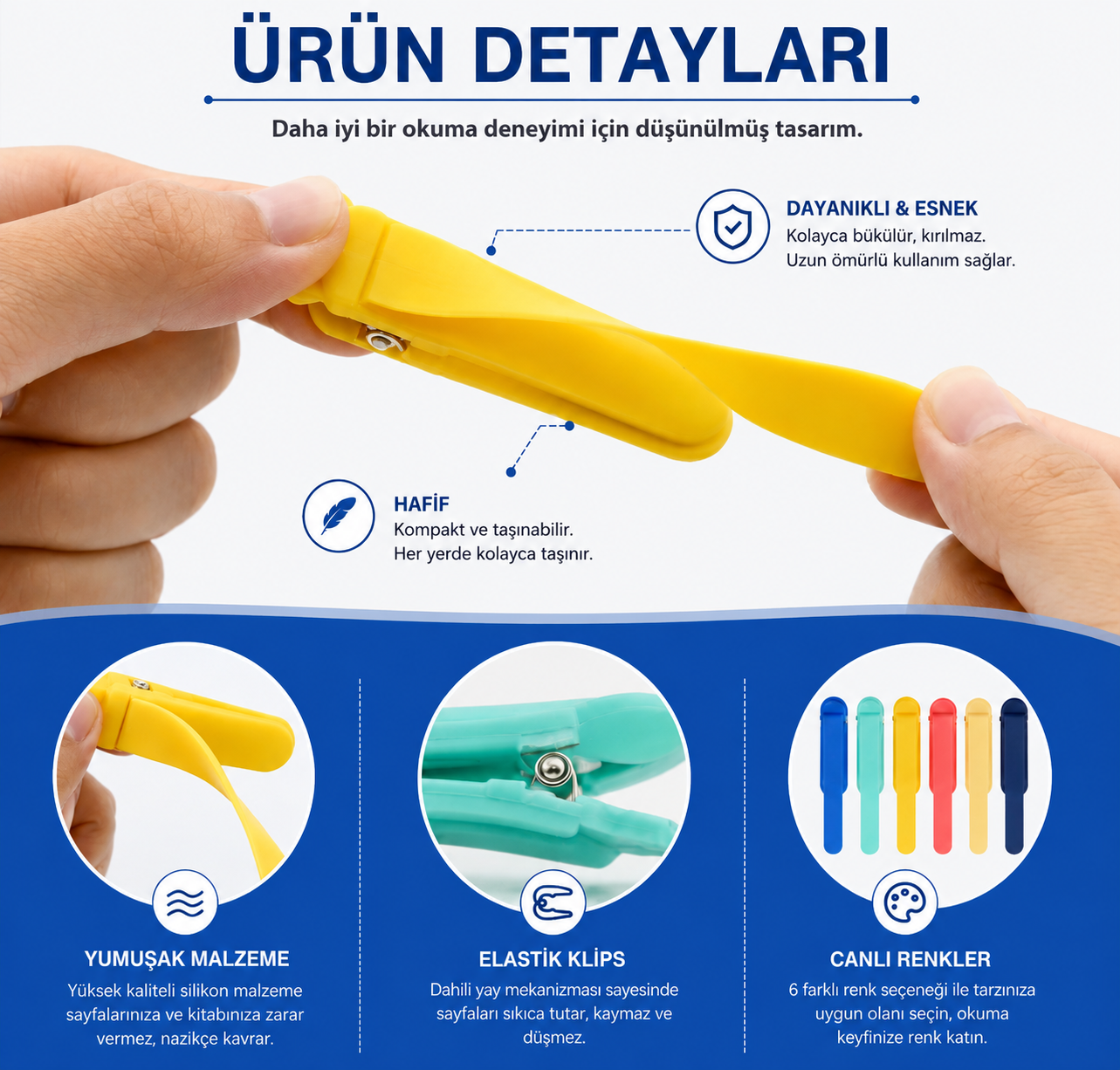 Otomatik Kitap Ayracı 3'lü Renkli Set